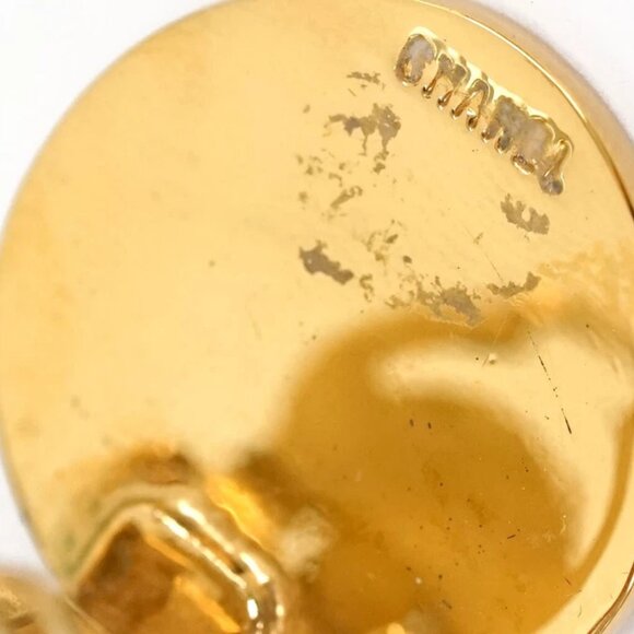 CHANEL CC Logos Huge Round Drop Dangle Clip-On Earrings Gold Tone Auth w/Box w11 - Picture 5 of 6